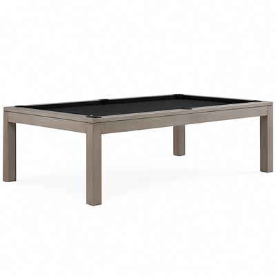 Lexor Dinner Design pooltafel in cementkleurig hout met strak zwart speelveld