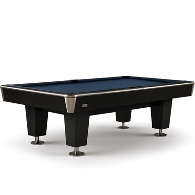 Luxe Lexor X-treme II Pro-Series pooltafel hoogwaardig design met zwarte afwerking en RVS hoeken