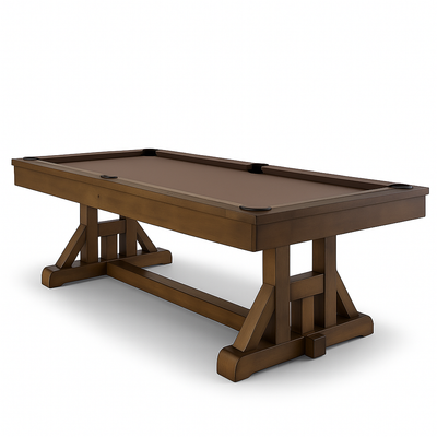 Rustieke houten pooltafel met bruine speeltafel